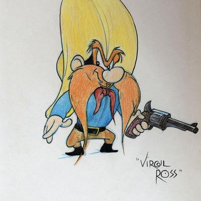 Yosemite Sam sketch signed by Virgil Ross