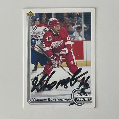 Detroit Red Wings Vladimir Konstantinov 1992 Upper Deck #357 signed trading card