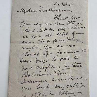 William M. Folger signed letter