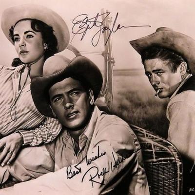 Elizabeth Taylor and Rock Hudson signed movie still photo 