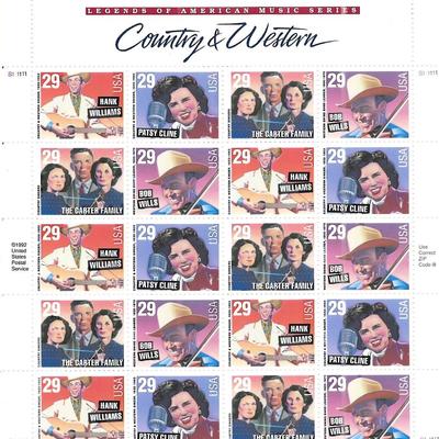 Country & Western Stamp sheet