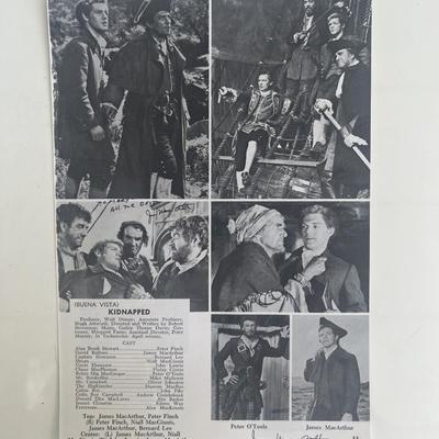 Kidnapped James MacArthur signed casting list 