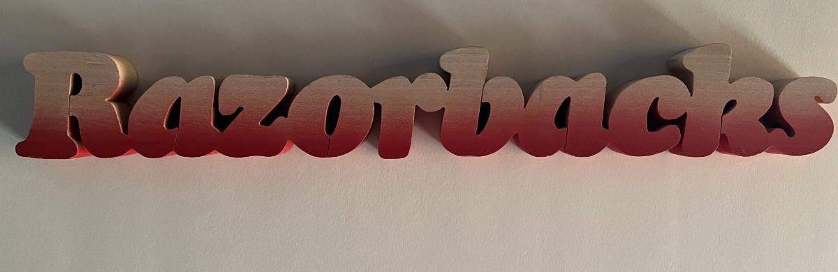 Wood Razorback Sign Arkansas Razorbacks wood block sign. 2x14 inches | EstateSales.org