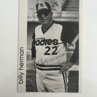 San Diego Padres Billy Herman signed baseball card
