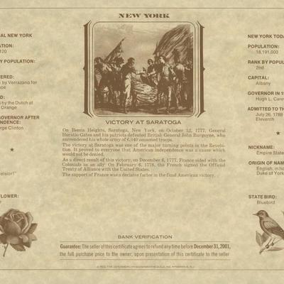 American Revolution Bicentennial Commemorative One Dollar Certificate, New York