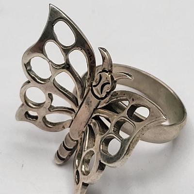 Two Silver Butterfly Rings