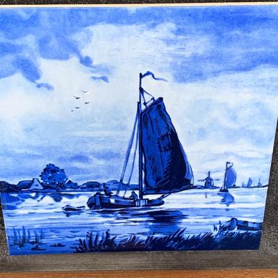 THREE Vintage Raised Mounted Hand Painted Tiles