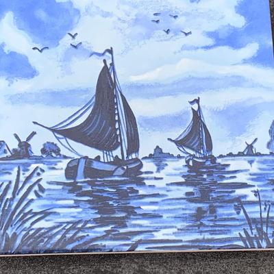 THREE Vintage Raised Mounted Hand Painted Tiles