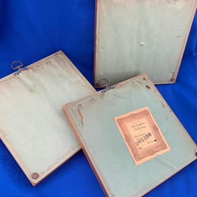 THREE Vintage Raised Mounted Hand Painted Tiles