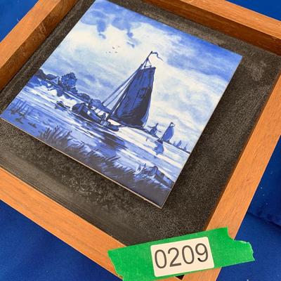 THREE Vintage Raised Mounted Hand Painted Tiles