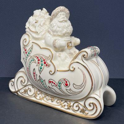 Lenox "Dash Away All" Santa in Sleigh Porcelain Sculpture