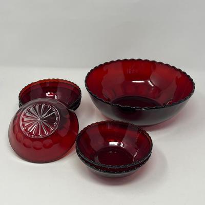Ruby Red Bowl & Individual Serving Bowls