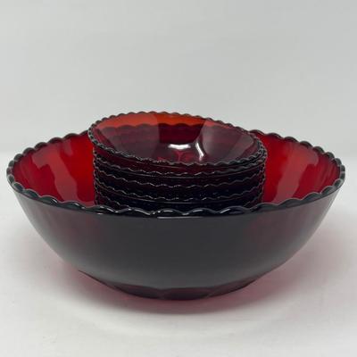 Ruby Red Bowl & Individual Serving Bowls