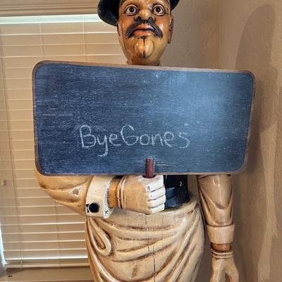LARGER THAN DANIEL! GREAT WOODEN CARVED CHEF W/REMOVABLE CHALK BOARD