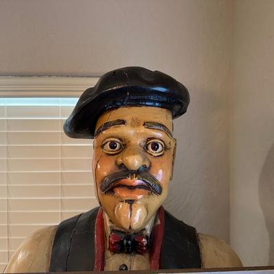 LARGER THAN DANIEL! GREAT WOODEN CARVED CHEF W/REMOVABLE CHALK BOARD