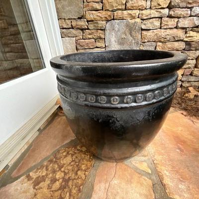 Pair Of Concrete Pots & Decretive Inserts