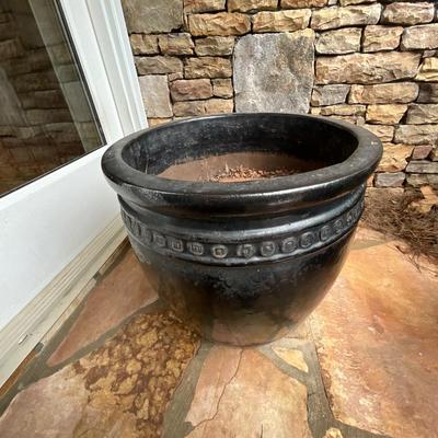 Pair Of Concrete Pots & Decretive Inserts