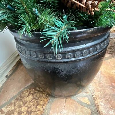 Pair Of Concrete Pots & Decretive Inserts