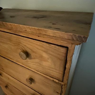 Vintage Tall Boy Pine Chest Of Drawers
