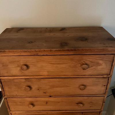 Vintage Tall Boy Pine Chest Of Drawers