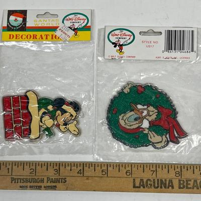 The Walt Disney Store NEW in pkg Christmas Ornaments Mickey Mouse & Donald Duck