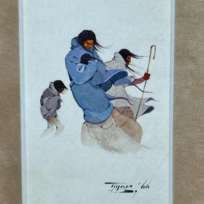 Artwork, framed print Native American artist Jerome Tiger stand included