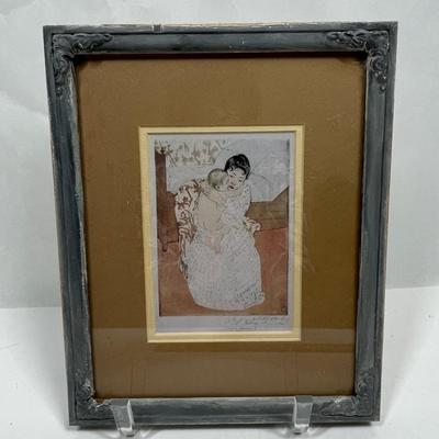 Framed Art Print Copy: Maternal Caress by Mary Cassatt