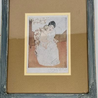 Framed Art Print Copy: Maternal Caress by Mary Cassatt