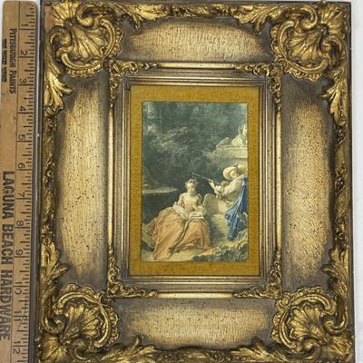 Framed reproduction: La Leçon de musique (The Music Lesson) by Boucher, original created in 1749.