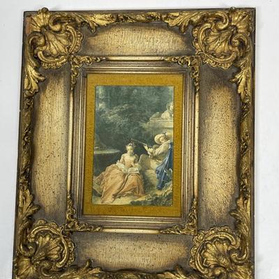 Framed reproduction: La Leçon de musique (The Music Lesson) by Boucher, original created in 1749.