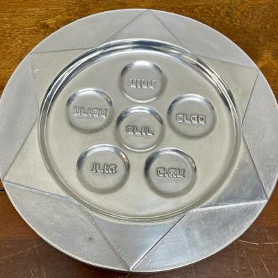 Vintage Passover Seder Plate Metal Pewter Pesach Judaica Israel