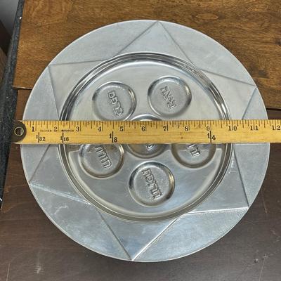 Vintage Passover Seder Plate Metal Pewter Pesach Judaica Israel