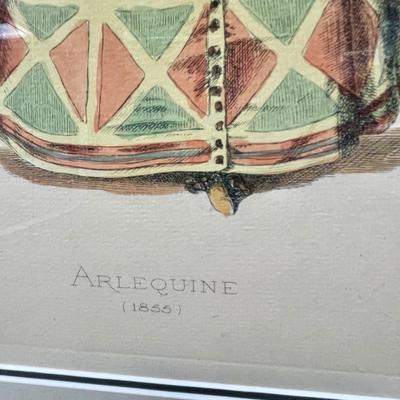 Arlequine by Maurice Sand - Framed Color Engraving Hand Painted Print