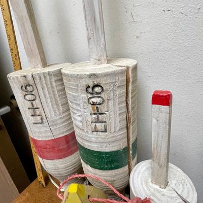 Vintage Buoy -s set of 7 Nautical Wooden Distressed Worn