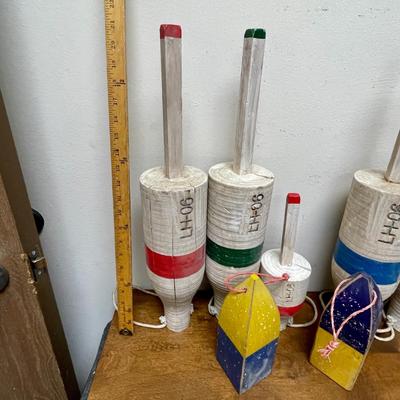Vintage Buoy -s set of 7 Nautical Wooden Distressed Worn
