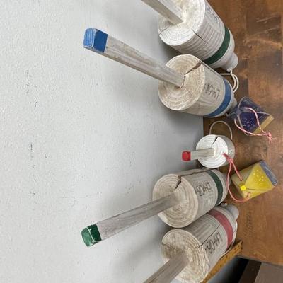 Vintage Buoy -s set of 7 Nautical Wooden Distressed Worn