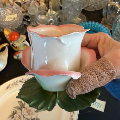 Beautiful serving plate & floral candleholders