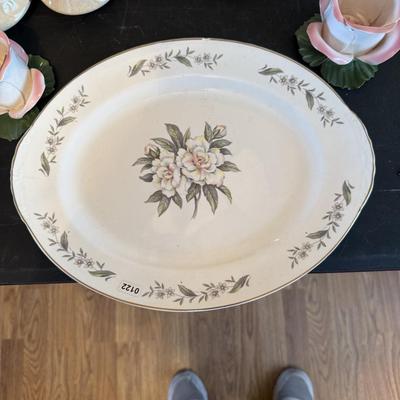 Beautiful serving plate & floral candleholders