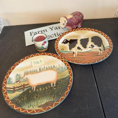 Farm yard assortment-cow piggy bank has $ in it-