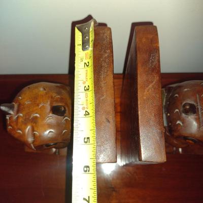 Vintage Carved Wooden Owl Design Bookends