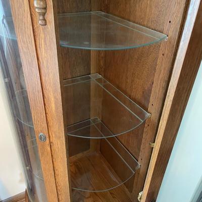 Corner shelf with light and 3 glass shelves