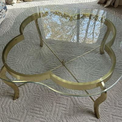 Flower Shape Table - Glass and Gold