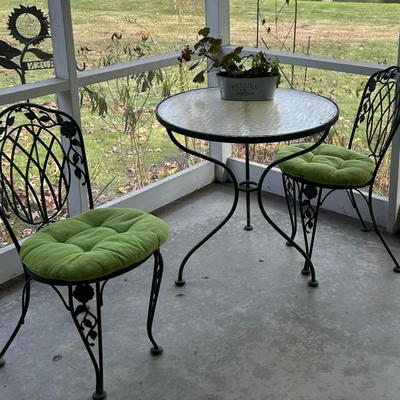 Patio Set - Green Metal 9 pieces total