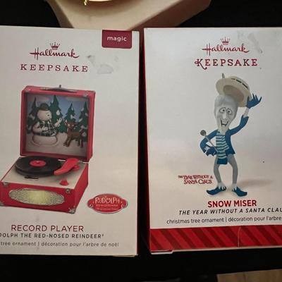 Hallmark Snow Miser and Rudolph Record Player Ornaments