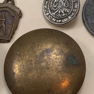 Rare Collectibles Lot Baltimore Award 1857 Coin Tombstone Thimble Antique ID Badges +++