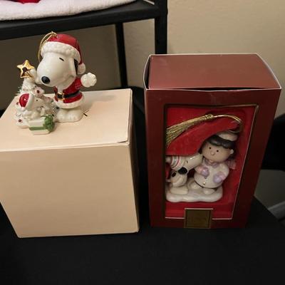 Lenox Snoopy and Lucy Ornaments