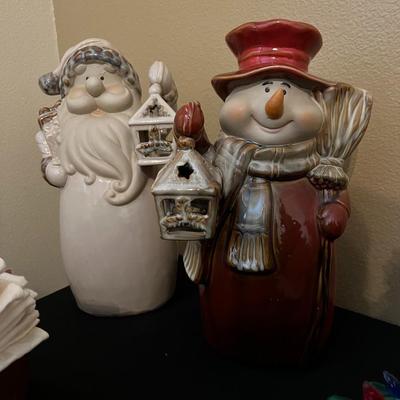Santa and Snowman Ceramic Decorations