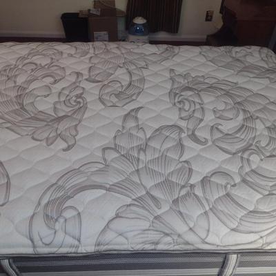 Wooden Cherry Finish Head and Foot Board Bed Set with Adjustable Base and Mattress- Queen Size