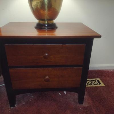 Ethan Allen Wooden Two Drawer Nightstand- Measures Approx 24 3/4" x 17" x 22 3/4" Tall