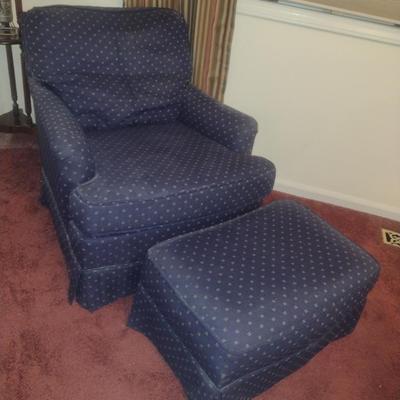 Upholstered Chair with Ottoman- Approx 28" Wide x 32" Deep